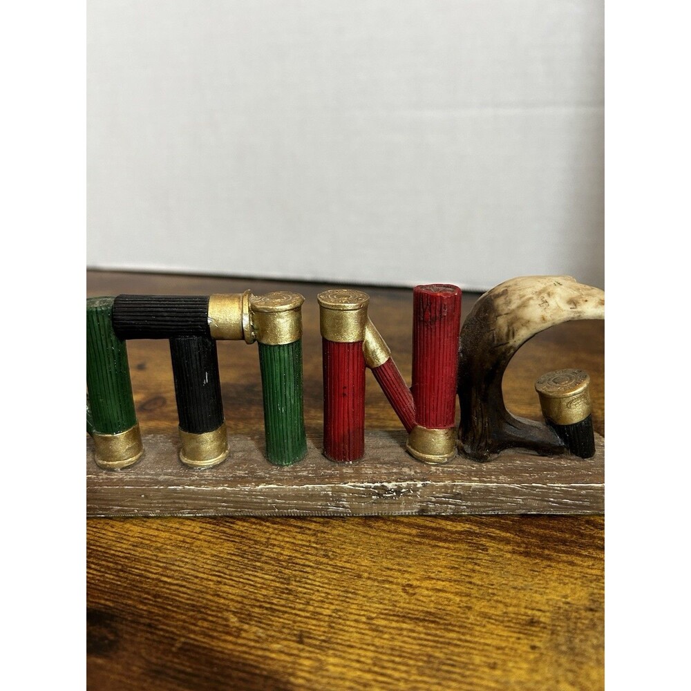 Hunting Sign Shotgun Shells Antlers Deer Resin 12”L 3”H Western Shelf Decor - Picture 6 of 11